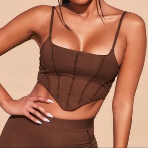 Oh Polly V Hem Exposed Seam Crop tank